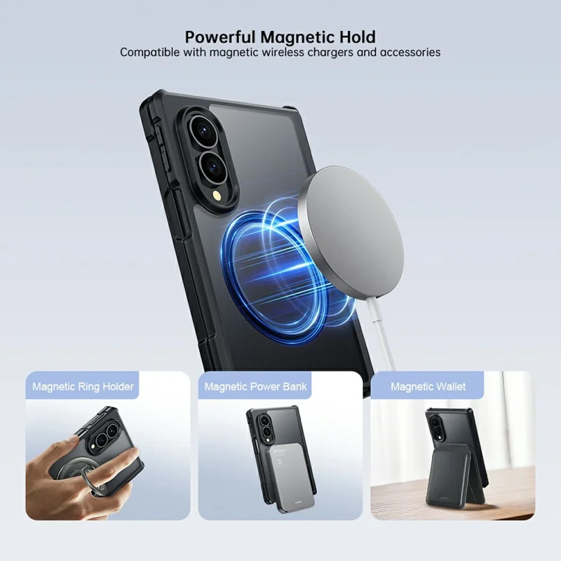 For Samsung Galaxy Z Fold8 Magnetic Case TPU + PC Folding Hinge Shockproof Phone Cover - Black