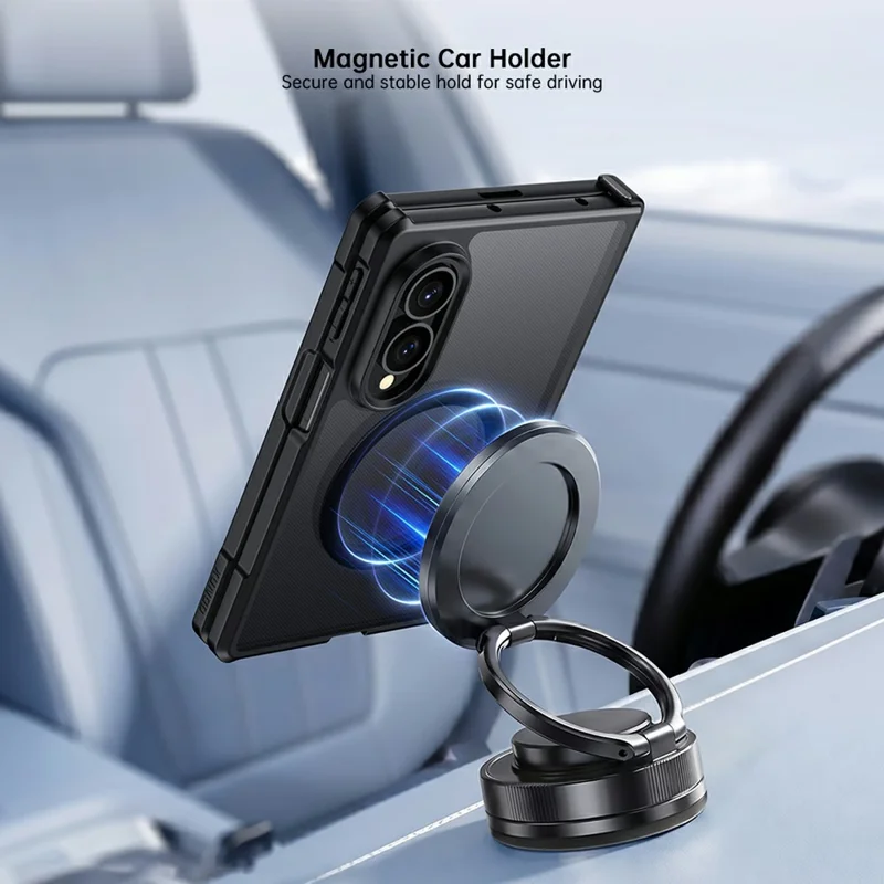 For Samsung Galaxy Z Fold8 Magnetic Case TPU + PC Folding Hinge Shockproof Phone Cover - Black