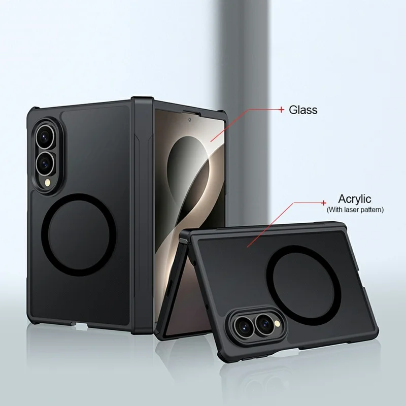 For Samsung Galaxy Z Fold8 Magnetic Case TPU + PC Folding Hinge Shockproof Phone Cover - Black