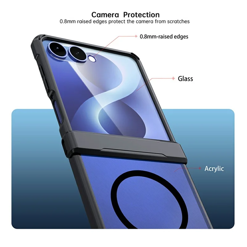 For Samsung Galaxy Z Flip8 Magnetic Case TPU + PC Folding Hinge Shockproof Phone Cover - Black