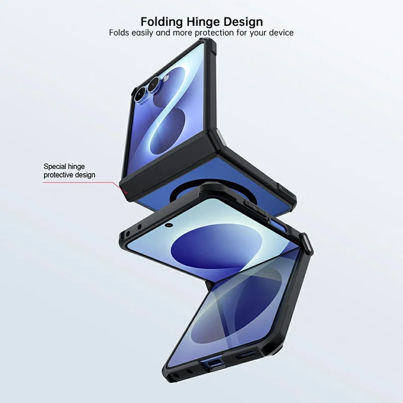 For Samsung Galaxy Z Flip8 Magnetic Case TPU + PC Folding Hinge Shockproof Phone Cover - Black