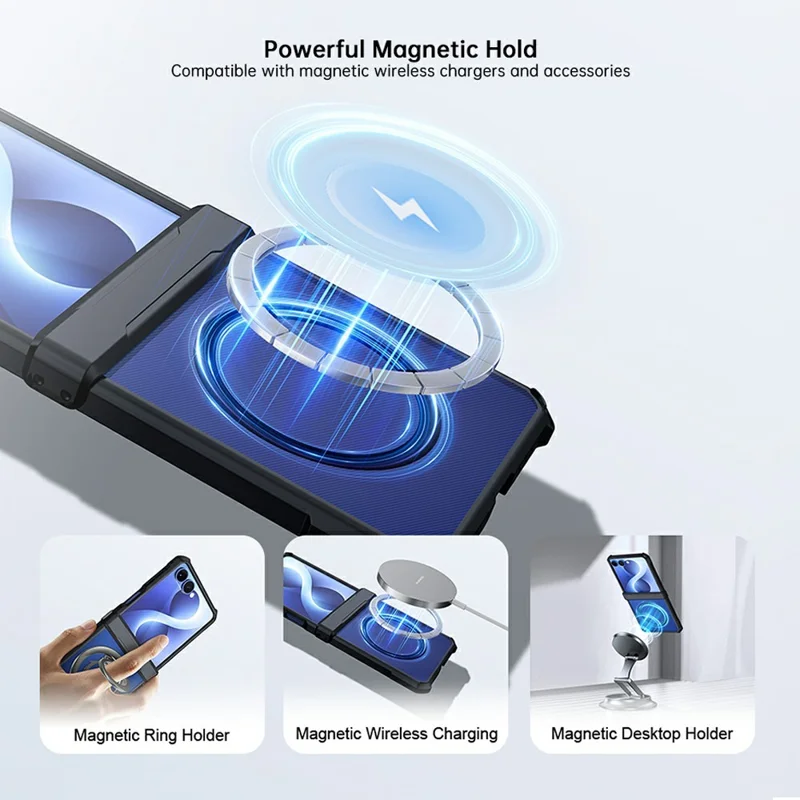 For Samsung Galaxy Z Flip8 Magnetic Case TPU + PC Folding Hinge Shockproof Phone Cover - Black