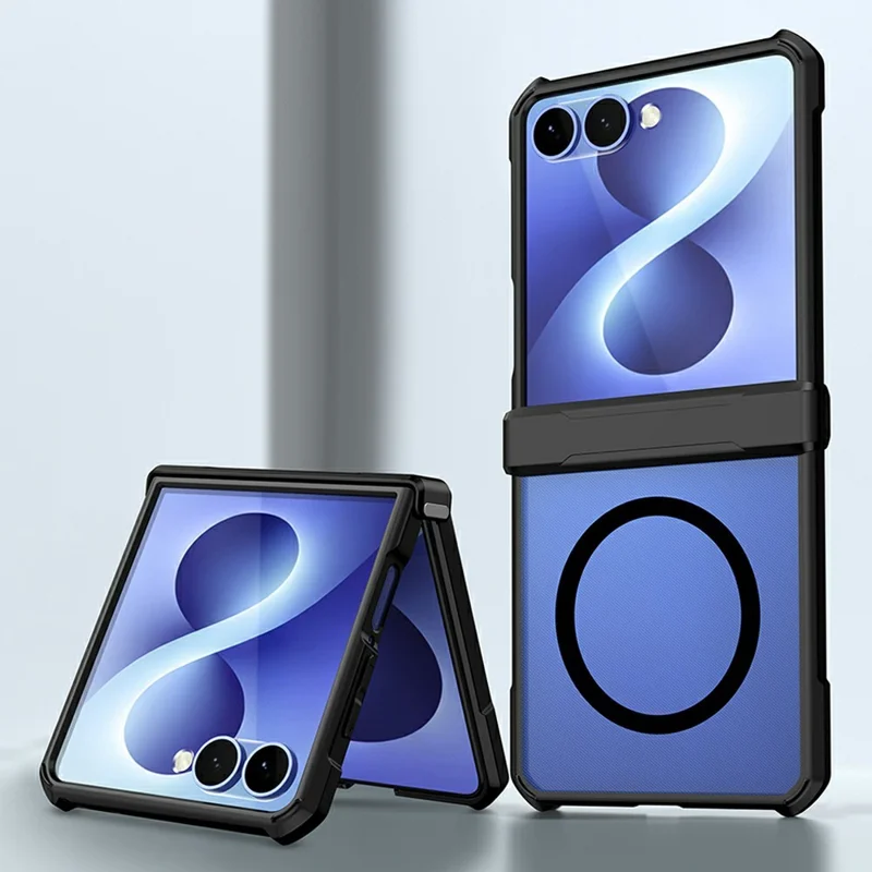 For Samsung Galaxy Z Flip8 Magnetic Case TPU + PC Folding Hinge Shockproof Phone Cover - Black