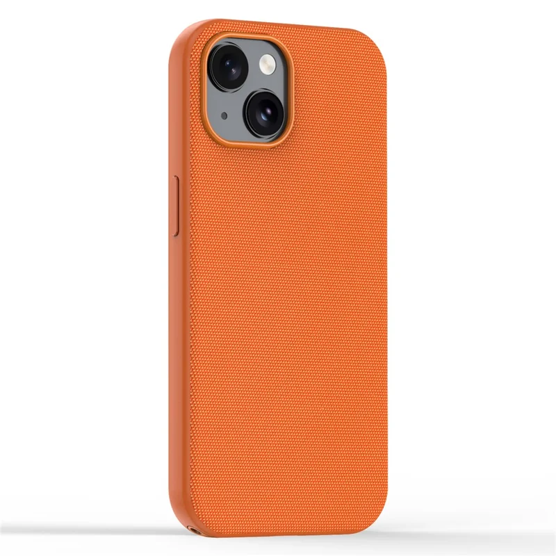 Magnetische Hülle für iPhone 15, mit Tech-Stoff beschichtete TPU + PC Anti-Drop-Handyhülle – Orange