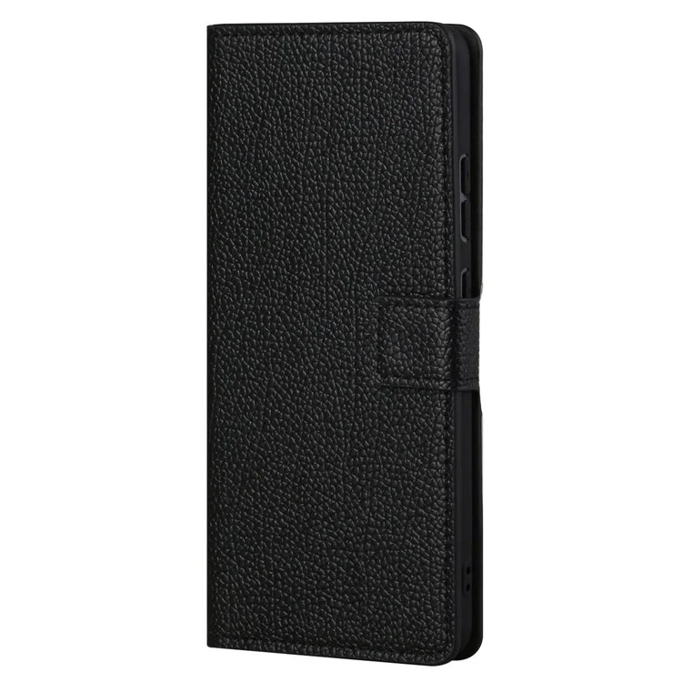 Für Google Pixel 7a Litchi Textur PU Leder Brieftasche Hülle Standfunktion Magnetic Square Clasp -handyabdeckung - Schwarz