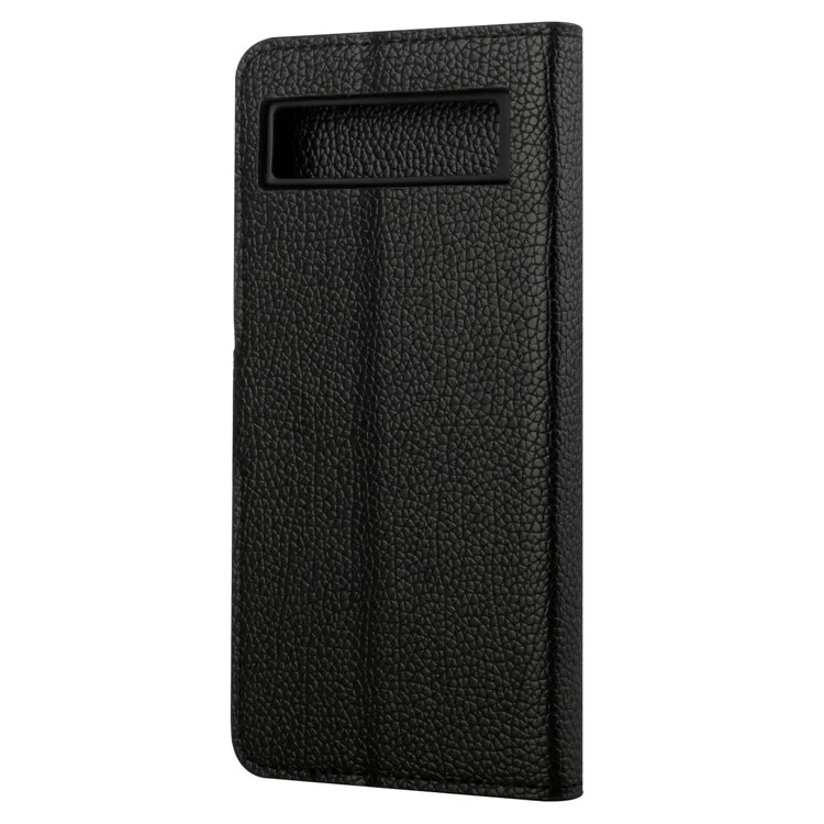 Für Google Pixel 7a Litchi Textur PU Leder Brieftasche Hülle Standfunktion Magnetic Square Clasp -handyabdeckung - Schwarz