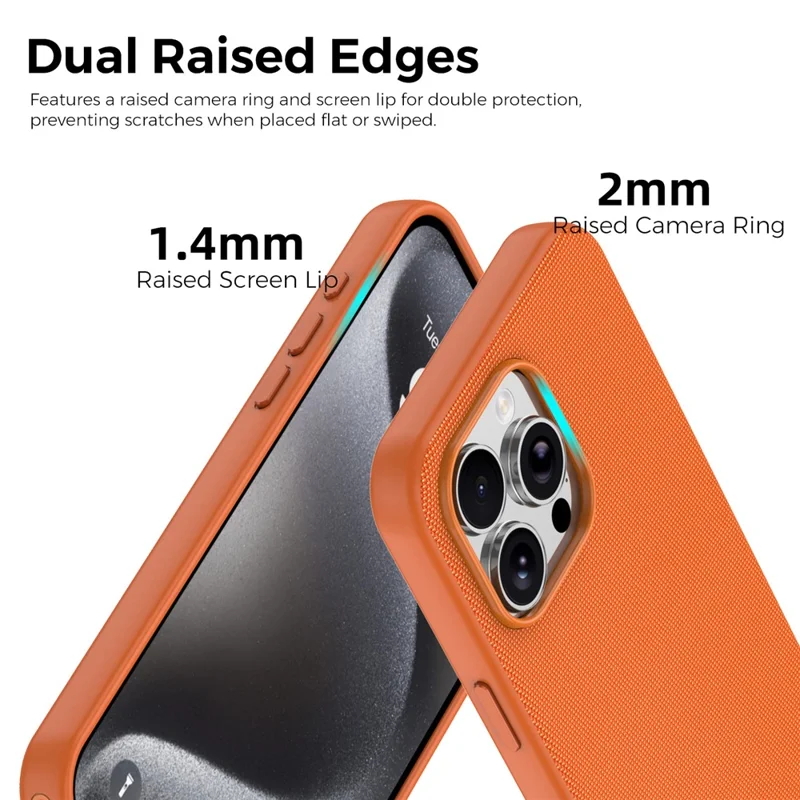 For iPhone 15 Pro Max Magnetic Case Tech Fabric Coated TPU + PC Anti-Drop Phone Cover - Orange