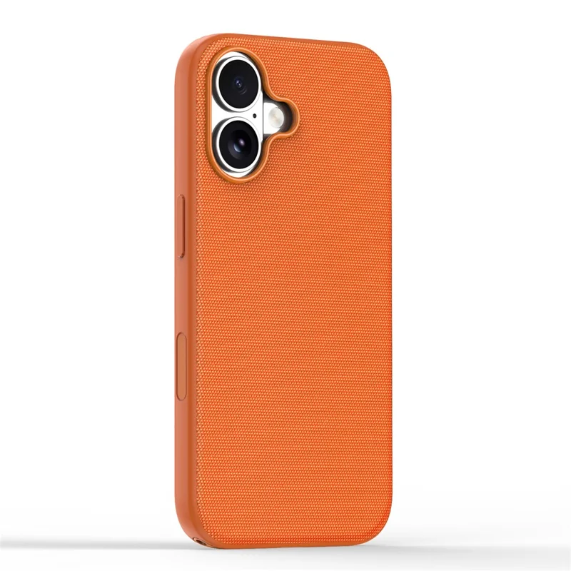 For iPhone 16 Magnetic Case Tech Fabric Coated TPU + PC Anti-Drop Phone Cover - Orange
