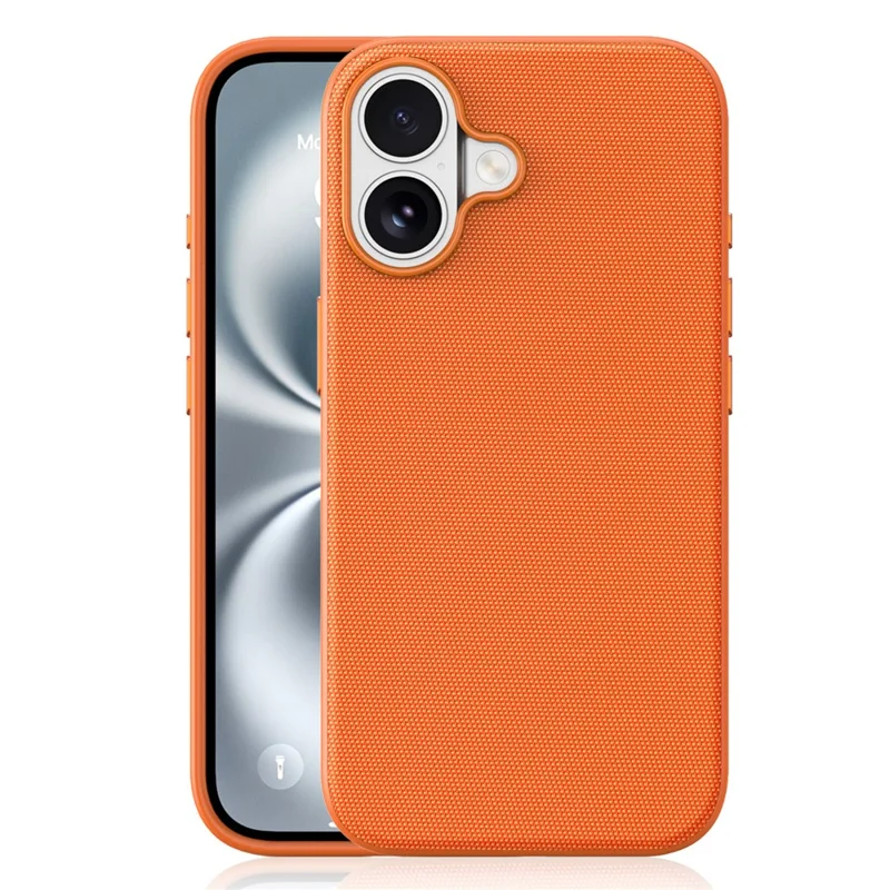 For iPhone 16 Magnetic Case Tech Fabric Coated TPU + PC Anti-Drop Phone Cover - Orange