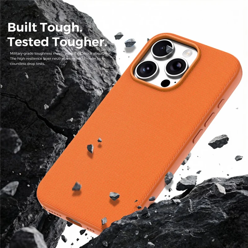 Für iPhone 16 Pro Magnetische Hülle, Technisches Gewebe Beschichtet, TPU + PC Anti-Sturz-Telefonabdeckung - Orange