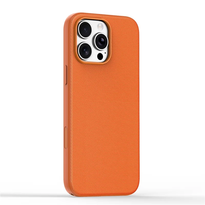 For iPhone 16 Pro Max Magnetic Case Tech Fabric Coated TPU + PC Anti-Drop Phone Cover - Orange