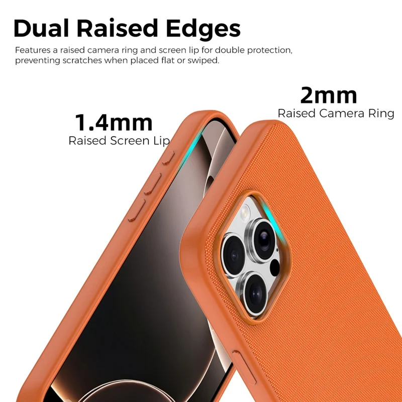 For iPhone 16 Pro Max Magnetic Case Tech Fabric Coated TPU + PC Anti-Drop Phone Cover - Orange