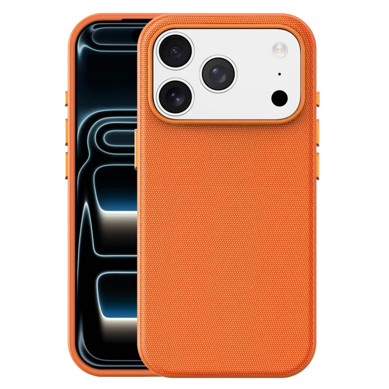 For iPhone 18 Pro Magnetic Case Tech Fabric Coated TPU + PC Anti-Drop Phone Cover - Orange
