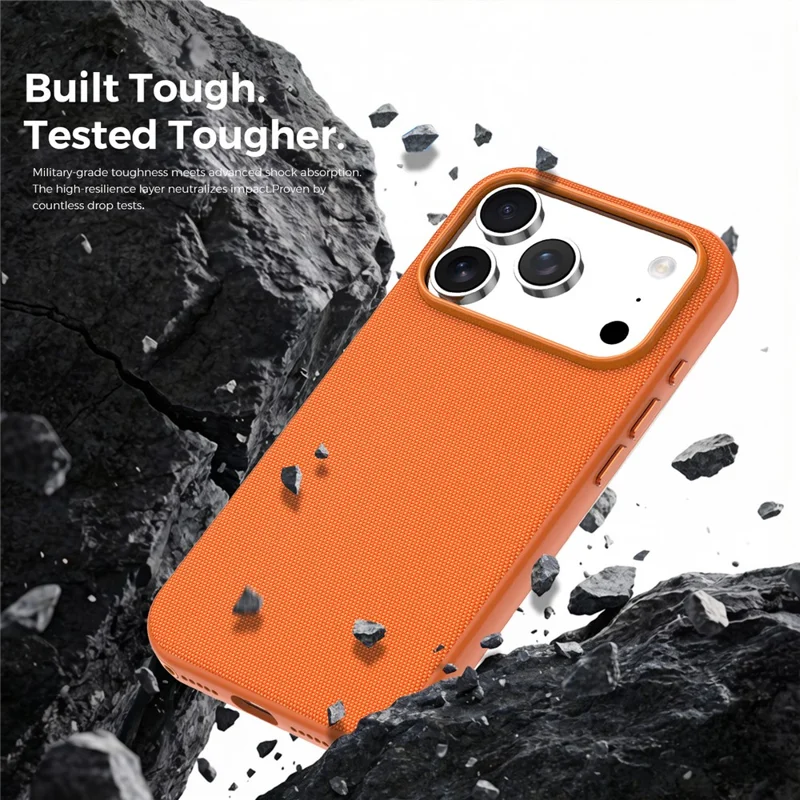 For iPhone 18 Pro Magnetic Case Tech Fabric Coated TPU + PC Anti-Drop Phone Cover - Orange