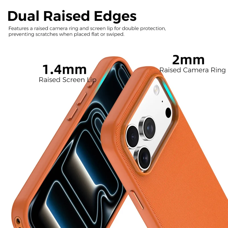 For iPhone 18 Pro Magnetic Case Tech Fabric Coated TPU + PC Anti-Drop Phone Cover - Orange