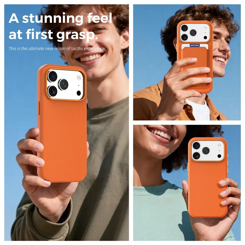 For iPhone 18 Pro Magnetic Case Tech Fabric Coated TPU + PC Anti-Drop Phone Cover - Orange