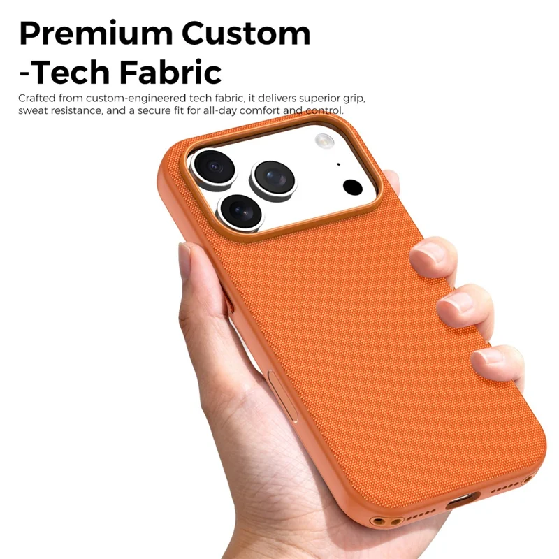 For iPhone 18 Pro Max Magnetic Case Tech Fabric Coated TPU + PC Anti-Drop Phone Cover - Orange