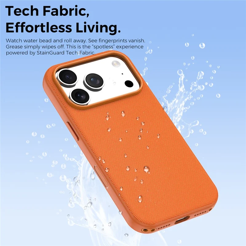 For iPhone 18 Pro Max Magnetic Case Tech Fabric Coated TPU + PC Anti-Drop Phone Cover - Orange