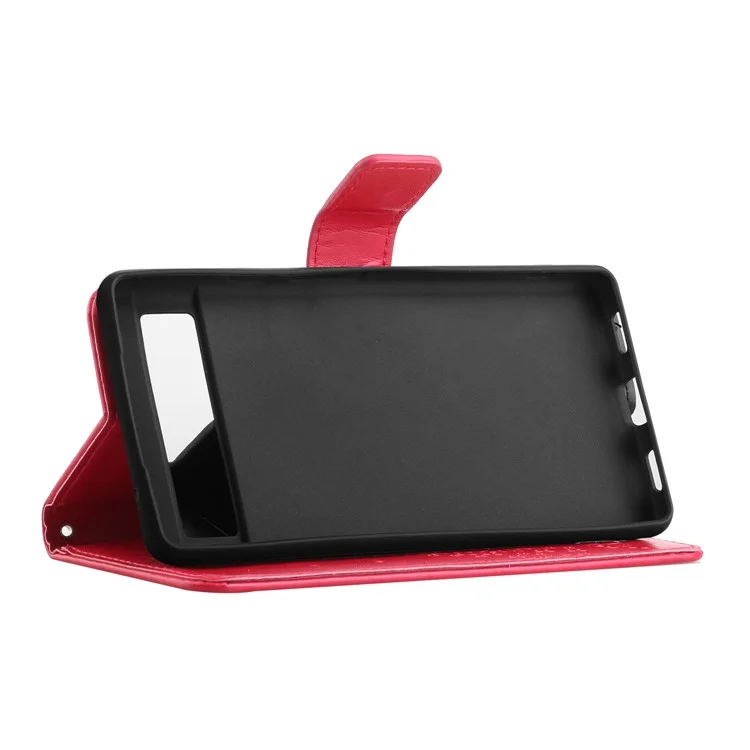 Per Google Pixel 7a Owl Tree Pattern Exprinted Tree Stand Case Del Portafoglio Telefonico a Prova di Goccia - Rosso