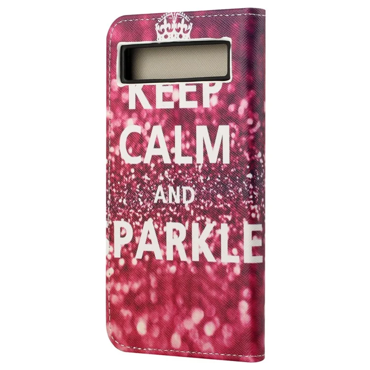Per Google Pixel 7a Cross Texture PU Leather Telephone Teleful Wardhet Worket Worket Flip Flip Folio Cover - Mantieni la Calma e Brillante