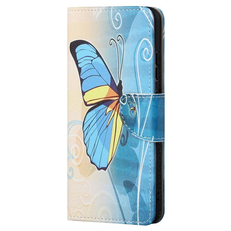 For Google Pixel 7a Cross Texture PU Leather Phone Case Pattern Printing Wallet Stand Full Body Flip Folio Cover - Butterfly