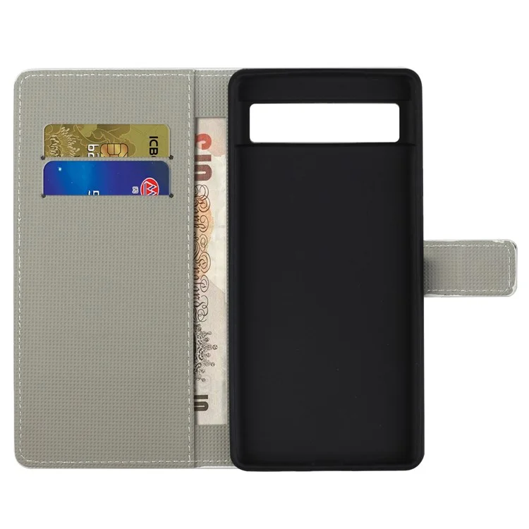Para Google Pixel 7a Pattern Printing PU Cuero de Cuero Soporte de Tapa de la Billetera Magnético Case de Teléfono Protector - Loto