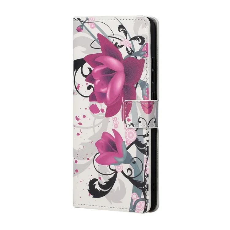 Para Google Pixel 7a Pattern Printing PU Cuero de Cuero Soporte de Tapa de la Billetera Magnético Case de Teléfono Protector - Loto