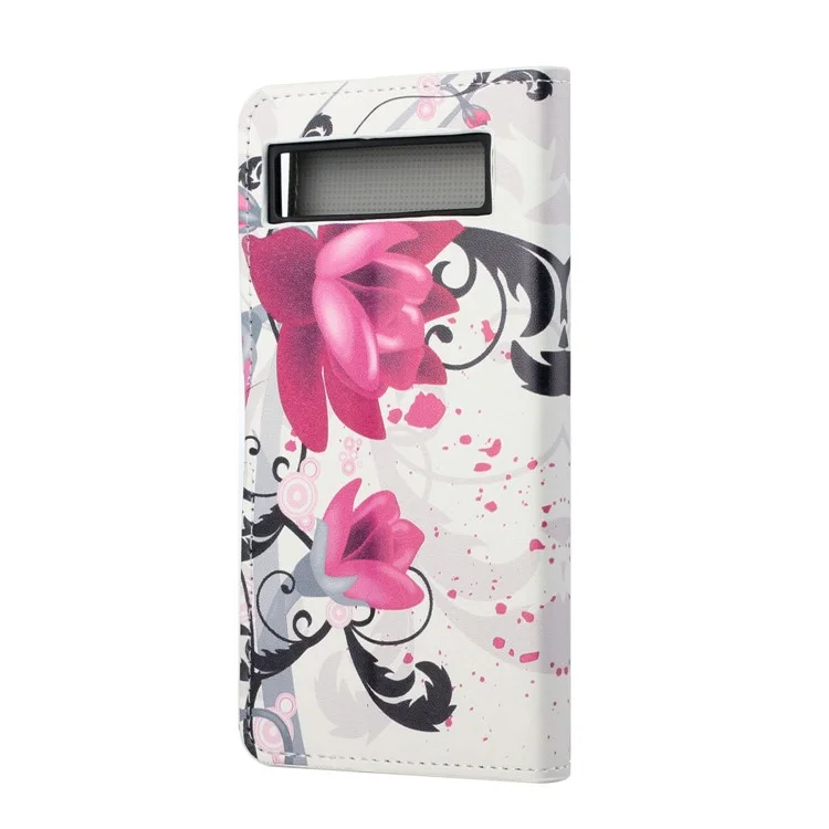Para Google Pixel 7a Pattern Printing PU Cuero de Cuero Soporte de Tapa de la Billetera Magnético Case de Teléfono Protector - Loto