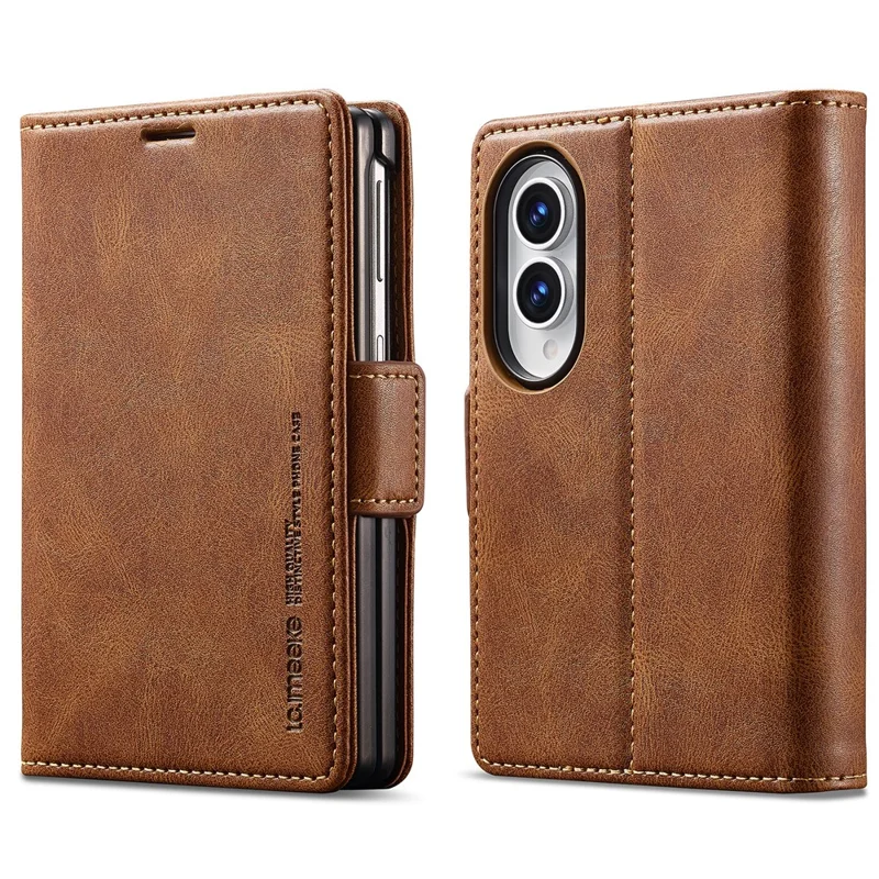 LC.IMEEKE For Samsung Galaxy Z Fold8 Leather Case RFID Blocking Card Slots Phone Cover - Brown