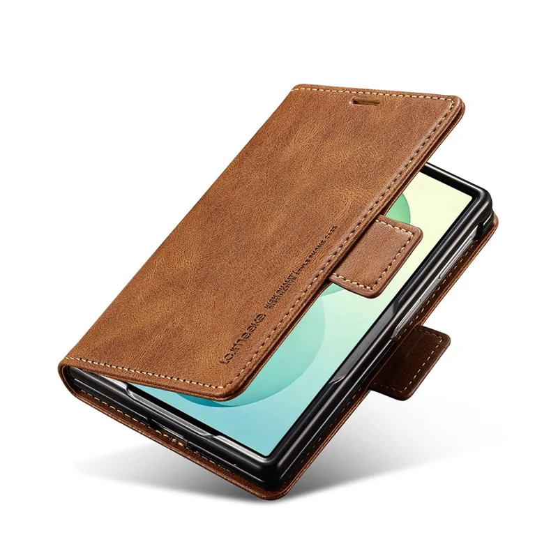 LC.IMEEKE For Samsung Galaxy Z Fold8 Leather Case RFID Blocking Card Slots Phone Cover - Brown