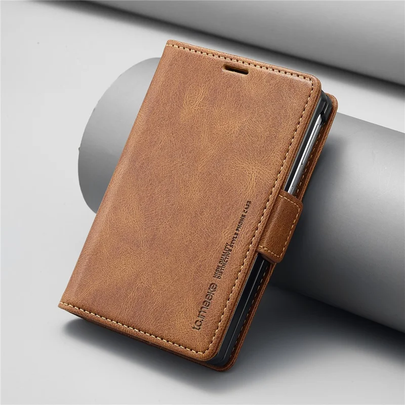 LC.IMEEKE For Samsung Galaxy Z Fold8 Leather Case RFID Blocking Card Slots Phone Cover - Brown