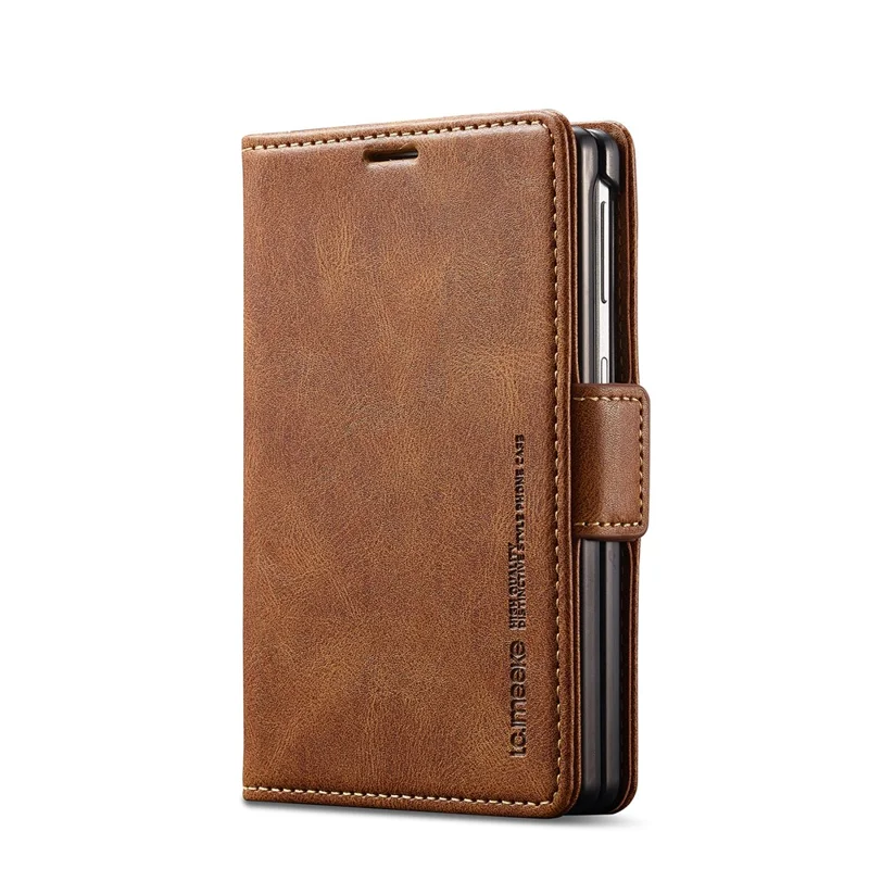 LC.IMEEKE For Samsung Galaxy Z Fold8 Leather Case RFID Blocking Card Slots Phone Cover - Brown