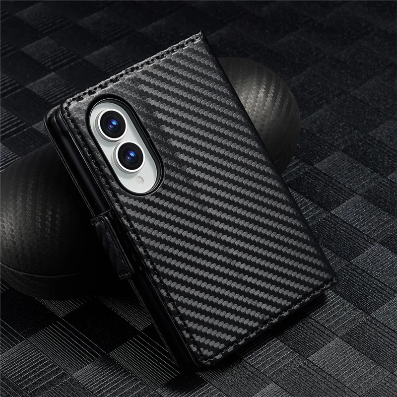 LC.IMEEKE Wallet Case for Samsung Galaxy Z Fold8 Carbon Fiber Texture Leather Phone Cover - Vertical Stripe