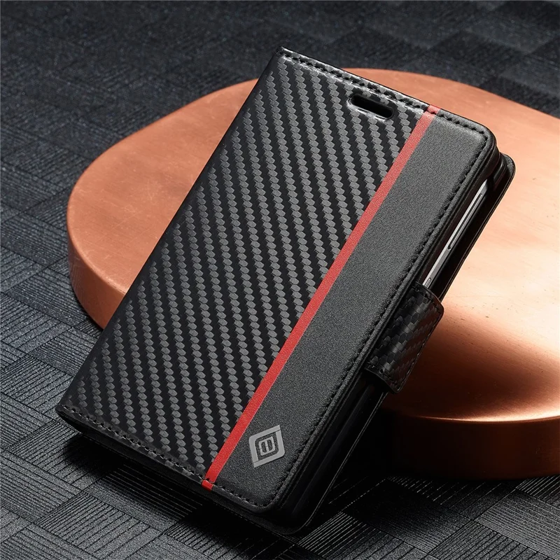 LC.IMEEKE Wallet Case for Samsung Galaxy Z Fold8 Carbon Fiber Texture Leather Phone Cover - Vertical Stripe