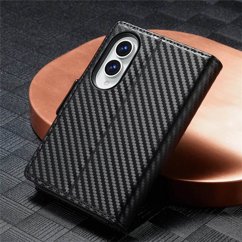 LC.IMEEKE Wallet Case for Samsung Galaxy Z Fold8 Carbon Fiber Texture Leather Phone Cover - Vertical Stripe