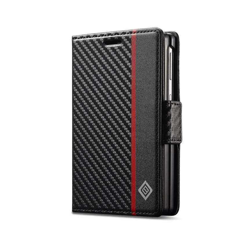LC.IMEEKE Wallet Case for Samsung Galaxy Z Fold8 Carbon Fiber Texture Leather Phone Cover - Vertical Stripe