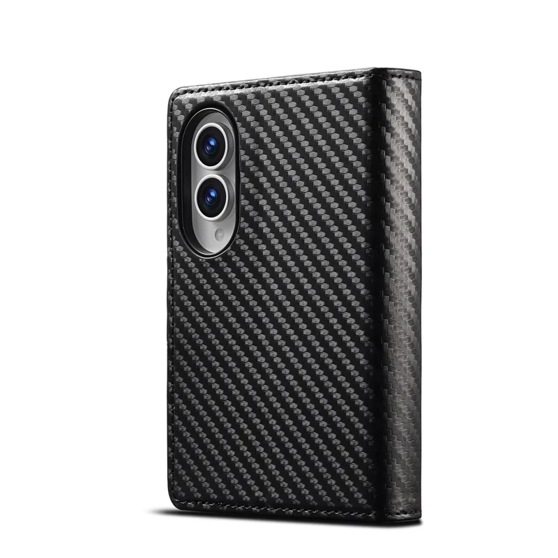 LC.IMEEKE Wallet Case for Samsung Galaxy Z Fold8 Carbon Fiber Texture Leather Phone Cover - Vertical Stripe