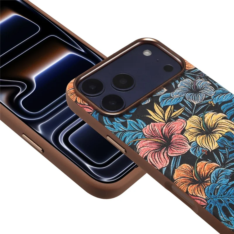 DENIOR for iPhone 18 Pro  /  17 Pro Magnetic Case Retro Aesthetic Design Cork + Leather + TPU Shockproof Phone Cover - Blue