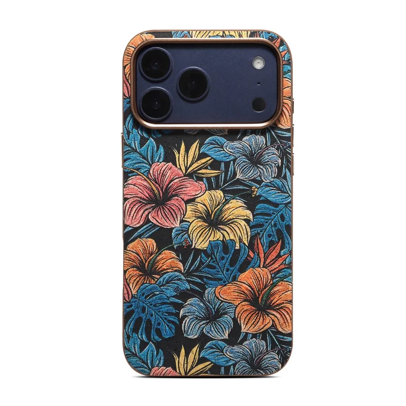 DENIOR for iPhone 18 Pro  /  17 Pro Magnetic Case Retro Aesthetic Design Cork + Leather + TPU Shockproof Phone Cover - Blue
