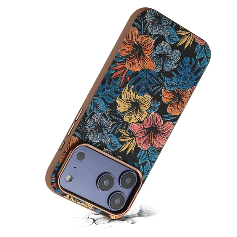 DENIOR for iPhone 18 Pro  /  17 Pro Magnetic Case Retro Aesthetic Design Cork + Leather + TPU Shockproof Phone Cover - Blue