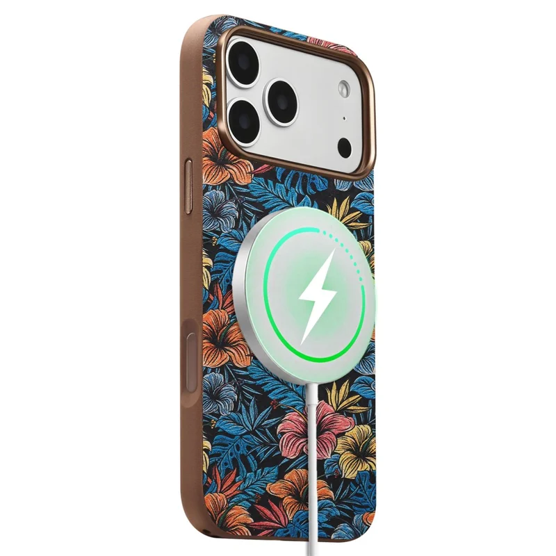 DENIOR for iPhone 18 Pro  /  17 Pro Magnetic Case Retro Aesthetic Design Cork + Leather + TPU Shockproof Phone Cover - Blue