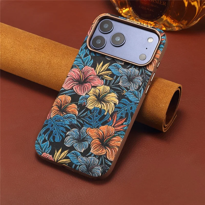 DENIOR for iPhone 18 Pro Max / 17 Pro Max Magnetic Case Retro Aesthetic Design Cork + Leather + TPU Shockproof Phone Cover - Blue