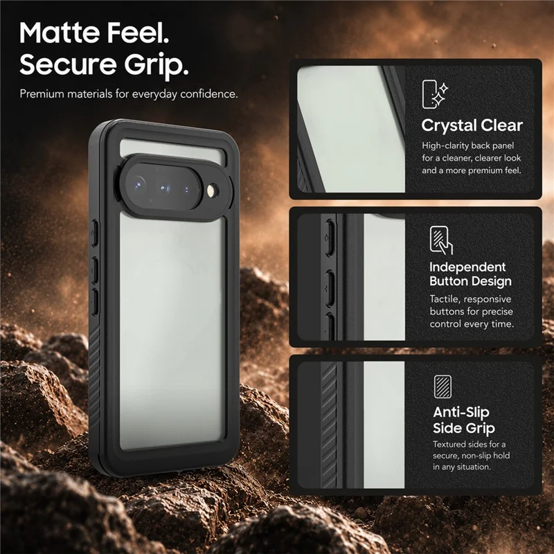REDPEPPER FS Series For Google Pixel 11 Waterproof Case IP68 Shockproof Phone Cover - Black