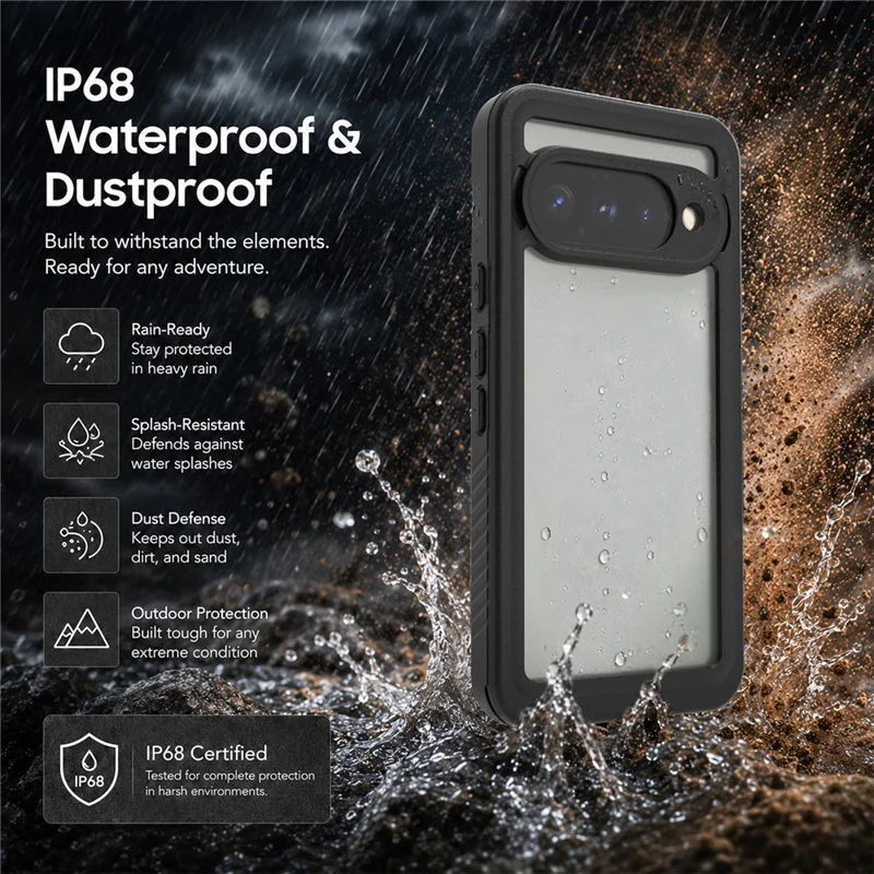 REDPEPPER FS Series For Google Pixel 11 Waterproof Case IP68 Shockproof Phone Cover - Black