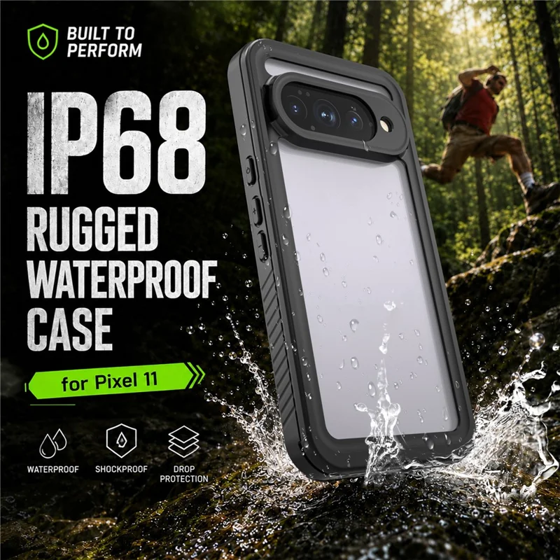 REDPEPPER سلسلة FS لهاتف Google Pixel 11 Pro XL غطاء مقاوم للماء شهادة IP68 وواقي من الصدمات - أسود
