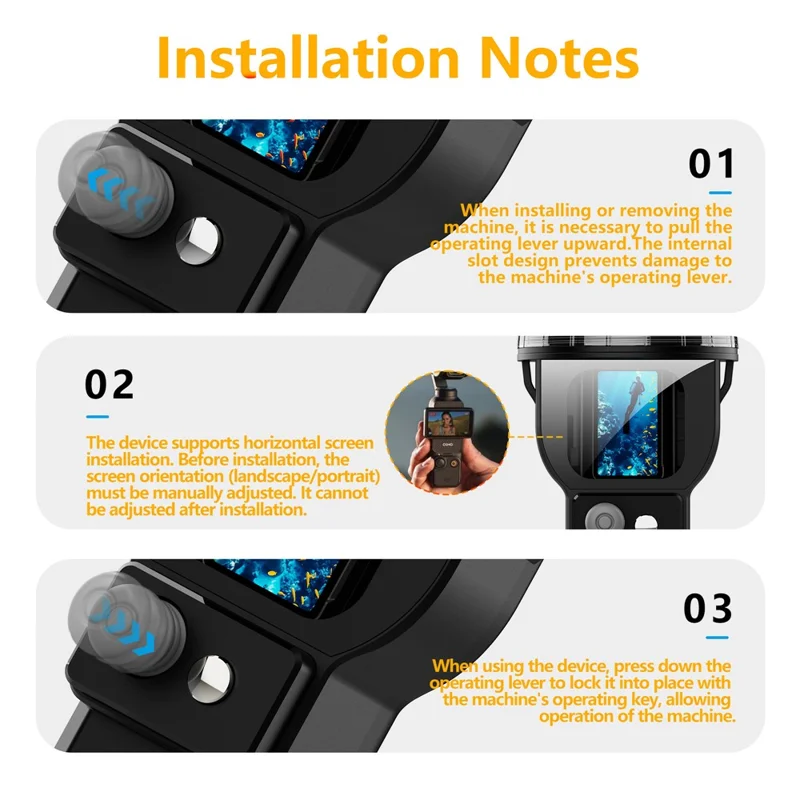 For DJI Osmo Pocket 3 Waterproof Case 30m Depth Underwater Joystick Control HD Clear Shooting Cover - Black