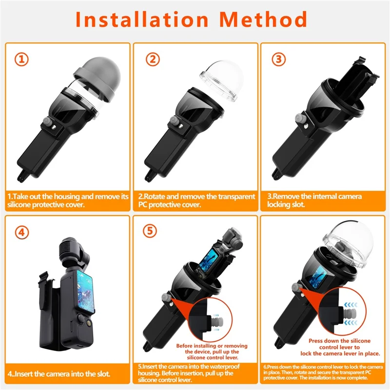 For DJI Osmo Pocket 3 Waterproof Case 30m Depth Underwater Joystick Control HD Clear Shooting Cover - Black