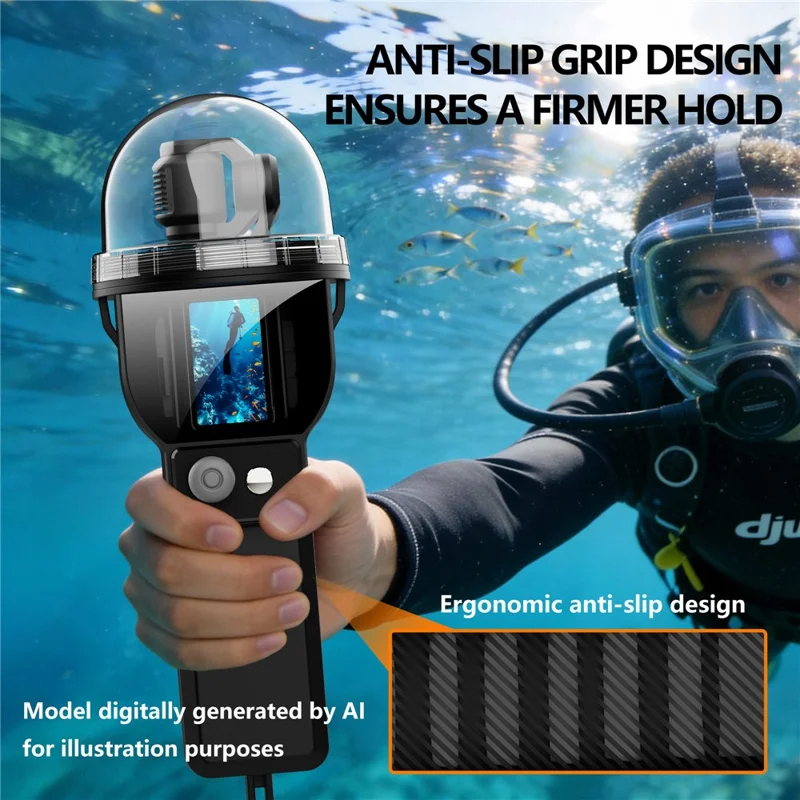 For DJI Osmo Pocket 3 Waterproof Case 30m Depth Underwater Joystick Control HD Clear Shooting Cover - Black