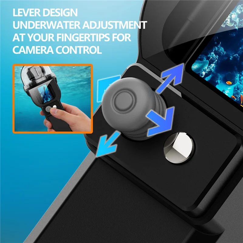 For DJI Osmo Pocket 3 Waterproof Case 30m Depth Underwater Joystick Control HD Clear Shooting Cover - Black