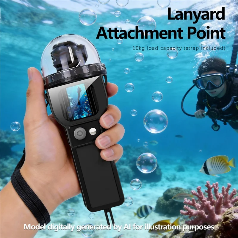 For DJI Osmo Pocket 3 Waterproof Case 30m Depth Underwater Joystick Control HD Clear Shooting Cover - Black